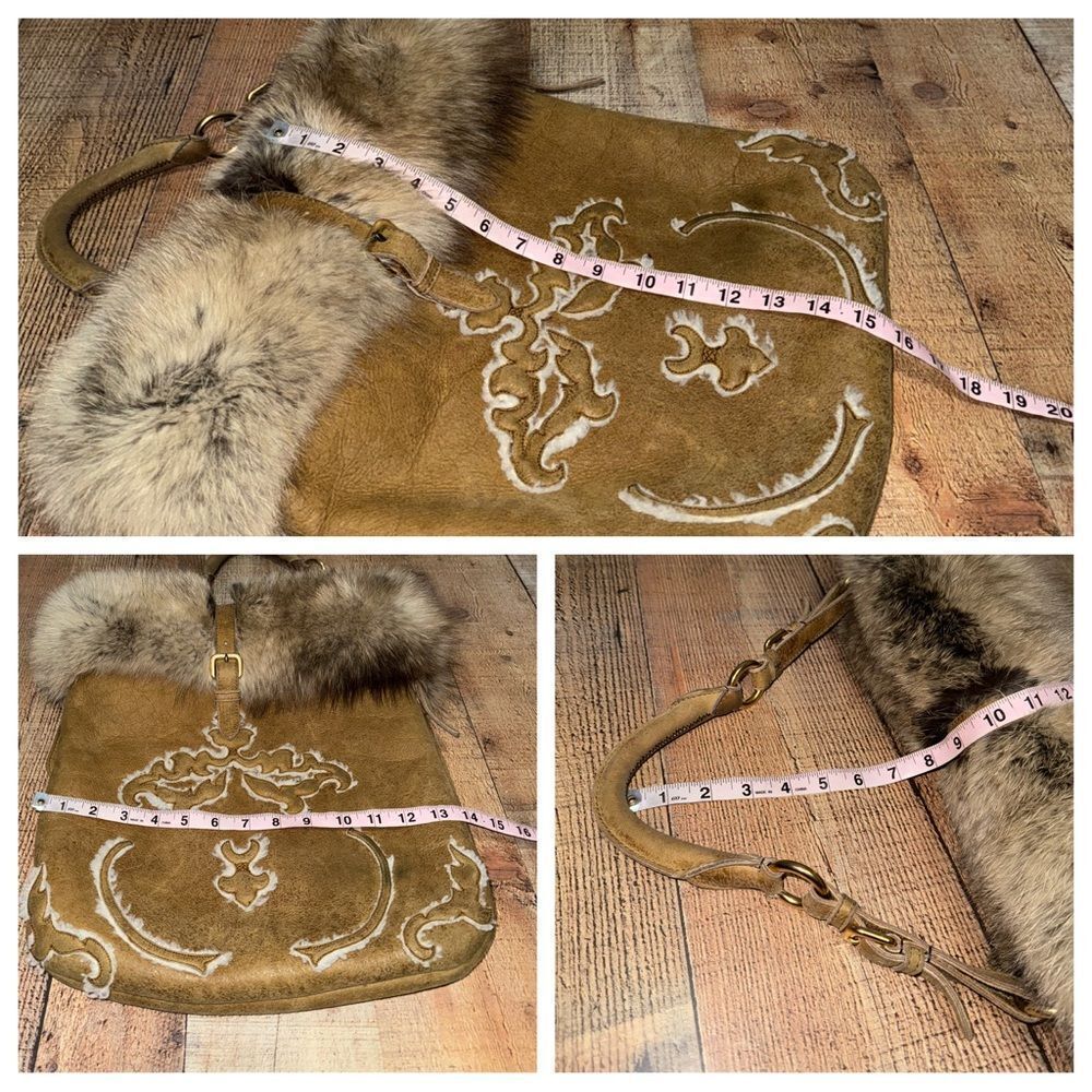 Authentic Prada Real Fox Fur & Suede Shoulder Bag COA In Photos Has Flaws* - Picture 12 of 16